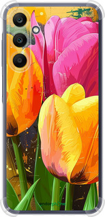 Силикон с усиленными углами чехол Нарисованные тюльпаны для Samsung Galaxy A25 5G - 5990sp-3495 изображение 
