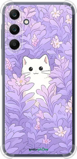 Силіконовий протиударний с посиленими кутами чехол Котик в цветах для Samsung Galaxy A25 5G - 6390sp-3495 изображение 