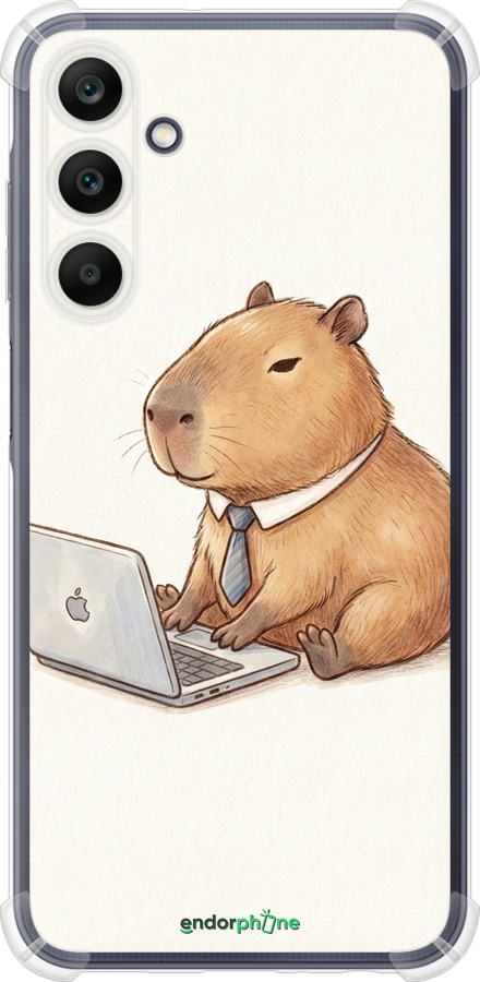 Силикон с усиленными углами чехол Funny Capybara CEO Working для Samsung Galaxy A25 5G - 6777sp-3495 изображение 
