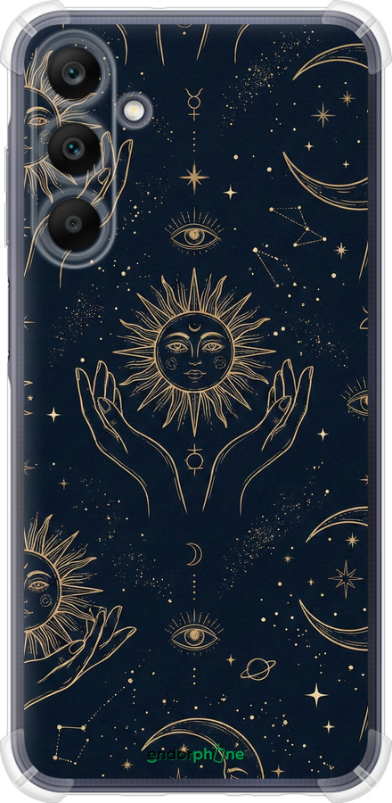 Силіконовий протиударний с посиленими кутами чехол Celestial Harmony: Sun & Moon Gold Mystic Pattern для Samsung Galaxy A25 5G - 6778sp-3495 изображение 