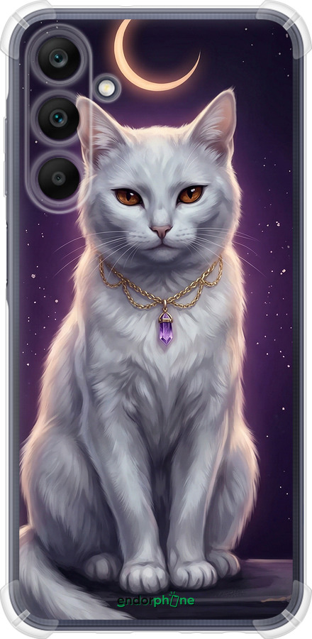 Силикон с усиленными углами чехол Mystic White Cat Gothic Dark Purple Gold для Samsung Galaxy A25 5G - 6805sp-3495 изображение 