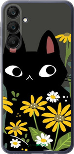 Силиконовый чехол Черный кот с цветами для Samsung Galaxy A25 5G - 6448u-3495 изображение 