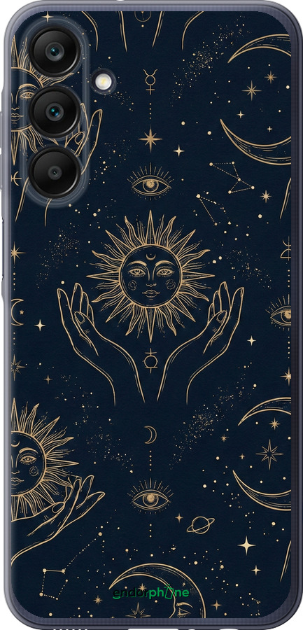 Силиконовый чехол Celestial Harmony: Sun & Moon Gold Mystic Pattern для Samsung Galaxy A25 5G - 6778u-3495 изображение 
