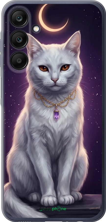 Силиконовый чехол Mystic White Cat Gothic Dark Purple Gold для Samsung Galaxy A25 5G - 6805u-3495 изображение 