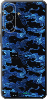 Силиконовый чехол Абстрактный узор черных котов на синем фоне для Samsung Galaxy A26 - 6525u-3881 изображение 