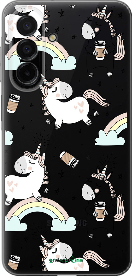 Силіконовий чехол Єдиноріг і кава для Samsung Galaxy A26 - 4661u-3881 изображение 