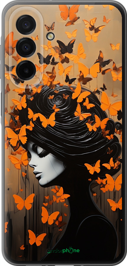 Силіконовий чехол Чохол для телефону Дівчина з помаранчевими метеликами для Samsung Galaxy A26 - 5940u-3881 изображение 
