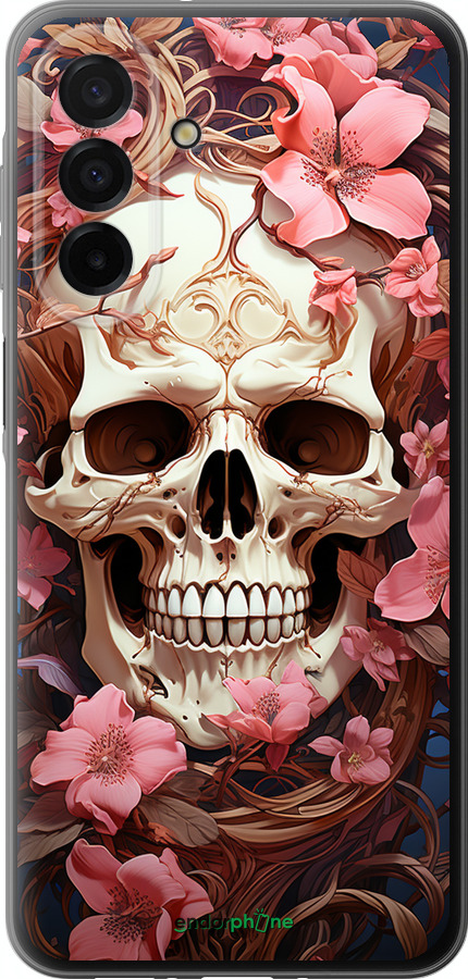 Силіконовий чехол Череп у рожевих квітах для Samsung Galaxy A26 - 5965u-3881 изображение 