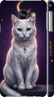 3D пластиковый глянцевый чехол Mystic White Cat Gothic Dark Purple Gold для Samsung Galaxy A3 (2016) A310F - 6805c-159 изображение 