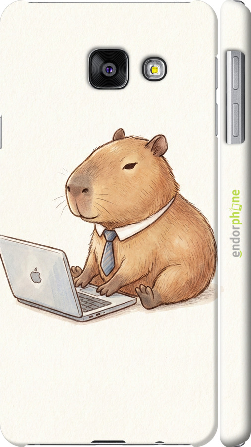3D пластиковый матовый чехол Funny Capybara CEO Working для Samsung Galaxy A3 (2016) A310F - 6777m-159 изображение 