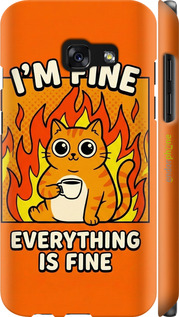 3D пластиковый матовый чехол Funny Cat для Samsung Galaxy A3 (2017) - 6786m-443 изображение 