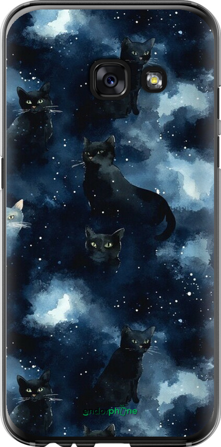 Силиконовый чехол Изображение Кошек с тёмной акварелью для Samsung Galaxy A3 (2017) - 6521u-443 изображение 