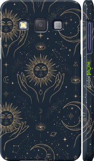 3D пластиковый матовый чехол Celestial Harmony: Sun & Moon Gold Mystic Pattern для Samsung Galaxy A3 A300H - 6778m-72 изображение 