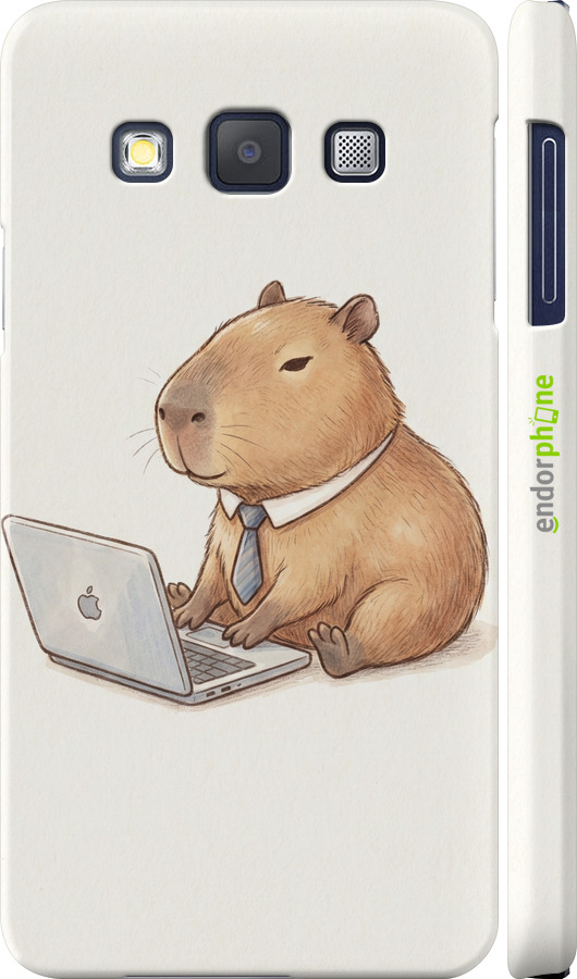 3D пластиковый матовый чехол Funny Capybara CEO Working для Samsung Galaxy A3 A300H - 6777m-72 изображение 