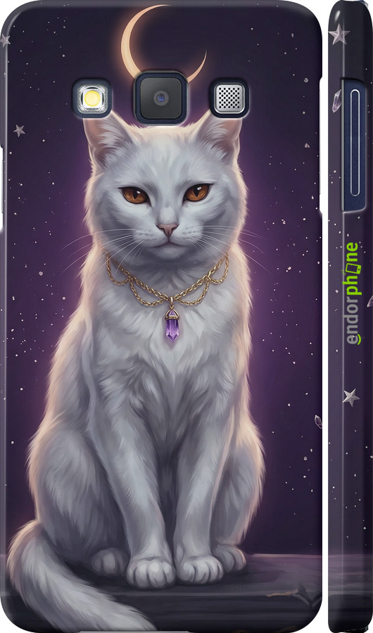 3D пластиковий матовий чехол Mystic White Cat Gothic Dark Purple Gold для Samsung Galaxy A3 A300H - 6805m-72 изображение 