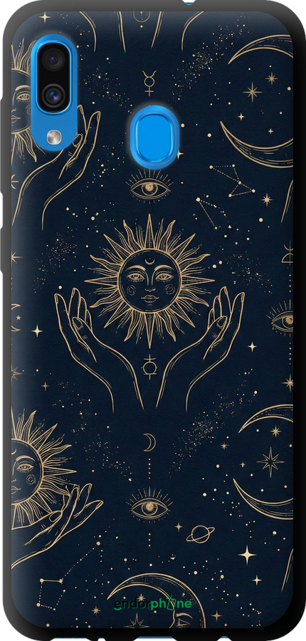 TPU чехол Celestial Harmony: Sun & Moon Gold Mystic Pattern для Samsung Galaxy A20 2019 A205F - 6778b-1761 изображение 