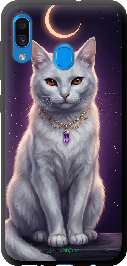TPU чехол Mystic White Cat Gothic Dark Purple Gold для Samsung Galaxy A20 2019 A205F - 6805b-1761 изображение 