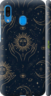 3D пластиковый матовый чехол Celestial Harmony: Sun & Moon Gold Mystic Pattern для Samsung Galaxy A30 2019 A305F - 6778m-1670 изображение 