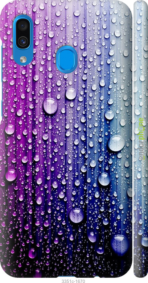 

3D пластиковий матовий чохол "Краплини води" для Samsung Galaxy A20 2019 A205F, Синій