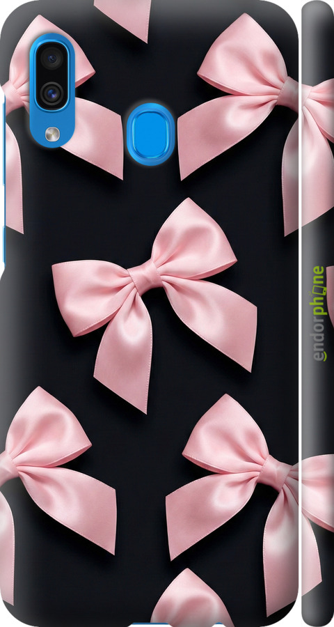 3D пластиковый матовый чехол Coquette Ribbons Dark Coquette для Samsung Galaxy A20 2019 A205F - 6767m-1761 изображение 