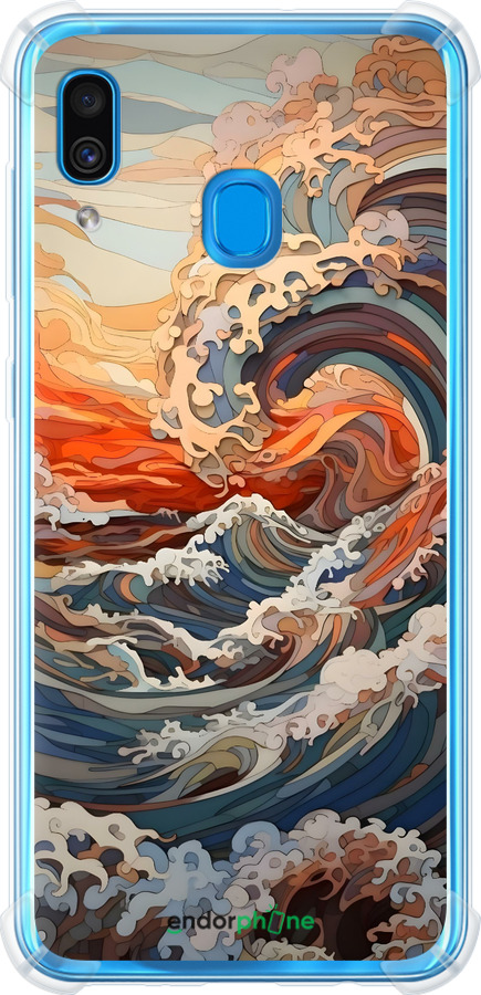Силикон с усиленными углами чехол Арт волны для Samsung Galaxy A30 2019 A305F - 6324sp-1670 изображение 