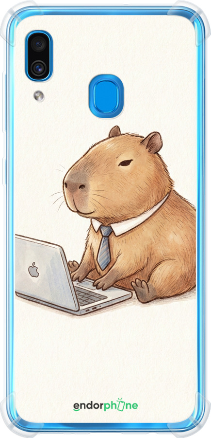 Силикон с усиленными углами чехол Funny Capybara CEO Working для Samsung Galaxy A30 2019 A305F - 6777sp-1670 изображение 