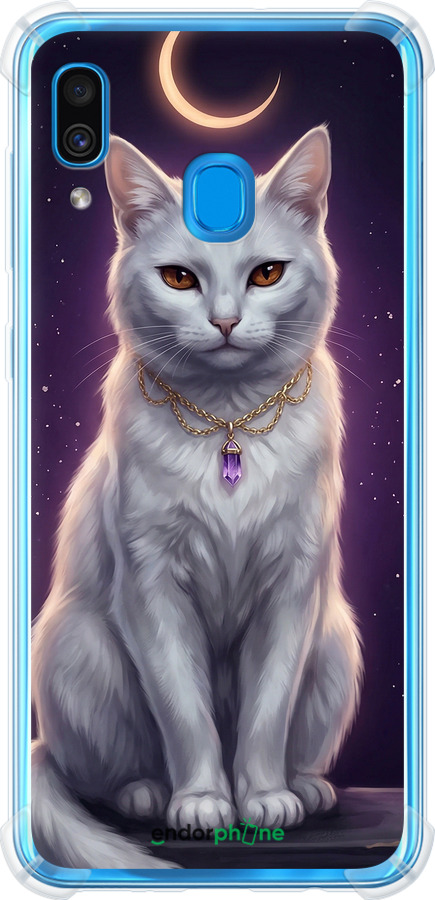 Силикон с усиленными углами чехол Mystic White Cat Gothic Dark Purple Gold для Samsung Galaxy A30 2019 A305F - 6805sp-1670 изображение 
