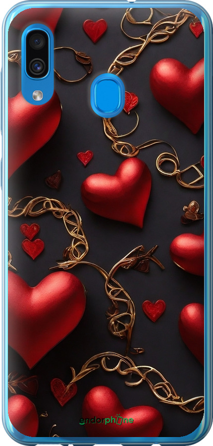 2D пластиковый чехол Сердечки для Samsung Galaxy A20 2019 A205F - 5831t-1761 изображение 