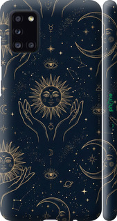 3D пластиковий матовий чехол Celestial Harmony: Sun & Moon Gold Mystic Pattern для Samsung Galaxy A31 A315F - 6778m-1908 изображение 