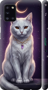 3D пластиковый матовый чехол Mystic White Cat Gothic Dark Purple Gold для Samsung Galaxy A31 A315F - 6805m-1908 изображение 