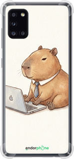 Силикон с усиленными углами чехол Funny Capybara CEO Working для Samsung Galaxy A31 A315F - 6777sp-1908 изображение 