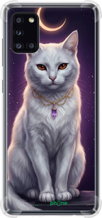 Силикон с усиленными углами чехол Mystic White Cat Gothic Dark Purple Gold для Samsung Galaxy A31 A315F - 6805sp-1908 изображение 
