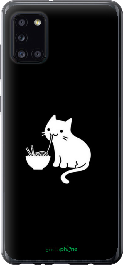 2D пластиковий чехол Милий кіт на чорному фоні для Samsung Galaxy A31 A315F - 6528t-1908 изображение 