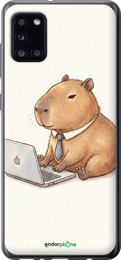 2D пластиковый чехол Funny Capybara CEO Working для Samsung Galaxy A31 A315F - 6777t-1908 изображение 