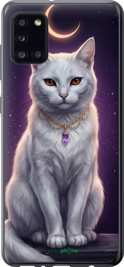 Силиконовый чехол Mystic White Cat Gothic Dark Purple Gold для Samsung Galaxy A31 A315F - 6805u-1908 изображение 