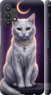 3D пластиковый матовый чехол Mystic White Cat Gothic Dark Purple Gold для Samsung Galaxy A32 A325F - 6805m-2204 изображение 