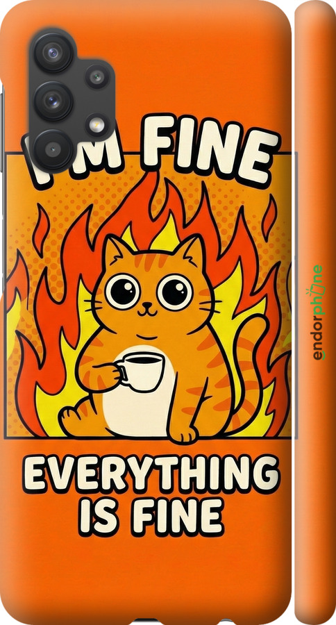 3D пластиковий матовий чехол Funny Cat для Samsung Galaxy A32 A325F - 6786m-2204 изображение 