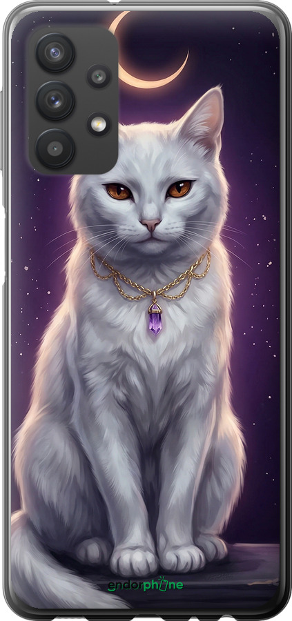2D пластиковий чехол Mystic White Cat Gothic Dark Purple Gold для Samsung Galaxy A32 A325F - 6805t-2204 изображение 