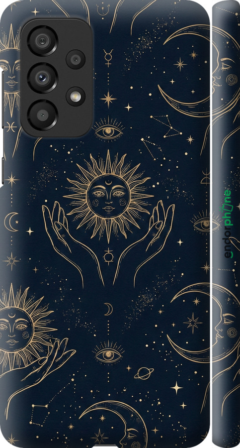 3D пластиковый матовый чехол Celestial Harmony: Sun & Moon Gold Mystic Pattern для Samsung Galaxy A33 5G A336B - 6778m-2584 изображение 