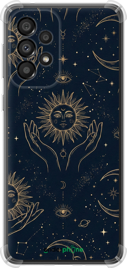 Силикон с усиленными углами чехол Celestial Harmony: Sun & Moon Gold Mystic Pattern для Samsung Galaxy A33 5G A336B - 6778sp-2584 изображение 