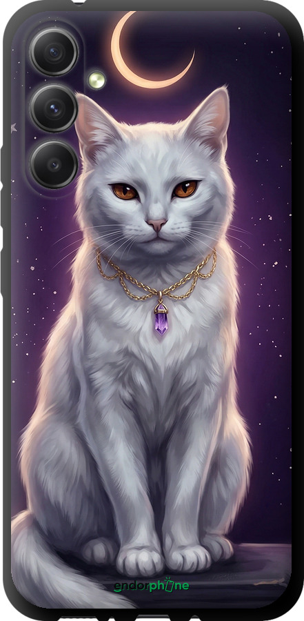 TPU чехол Mystic White Cat Gothic Dark Purple Gold для Samsung Galaxy A34 A346E - 6805b-2936 изображение 