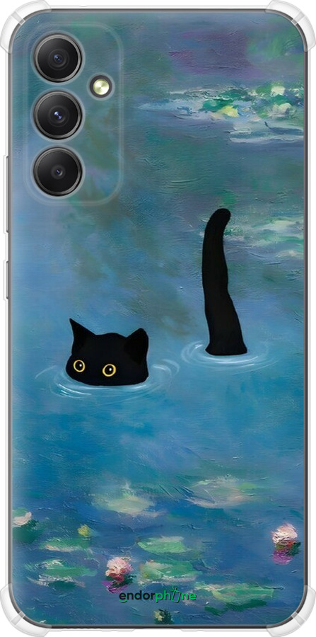 Силикон с усиленными углами чехол С изображением кота и водяной лилии Monet для Samsung Galaxy A34 A346E - 6519sp-2936 изображение 