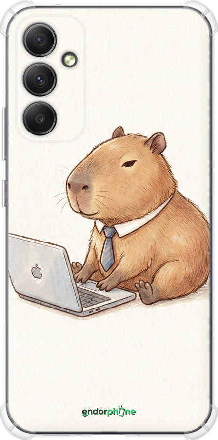 Силикон с усиленными углами чехол Funny Capybara CEO Working для Samsung Galaxy A34 A346E - 6777sp-2936 изображение 