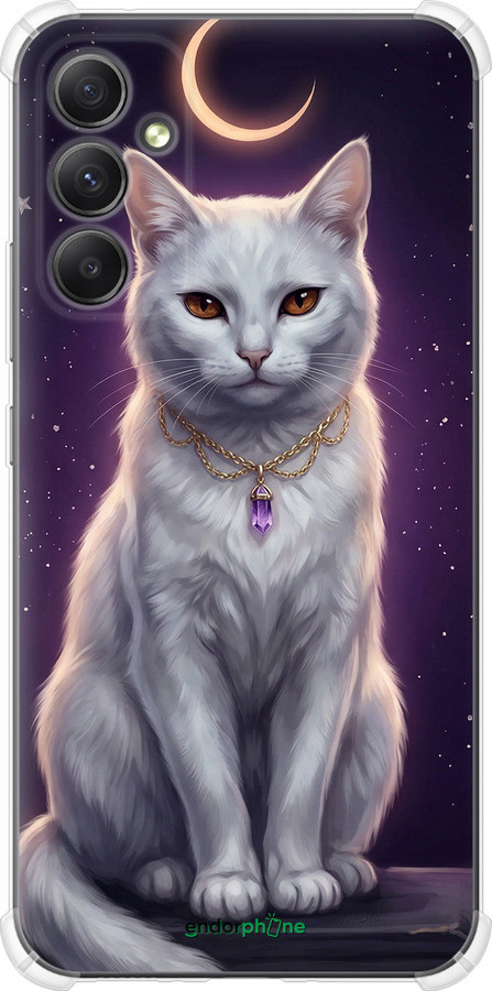 Силіконовий протиударний с посиленими кутами чехол Mystic White Cat Gothic Dark Purple Gold для Samsung Galaxy A34 A346E - 6805sp-2936 изображение 