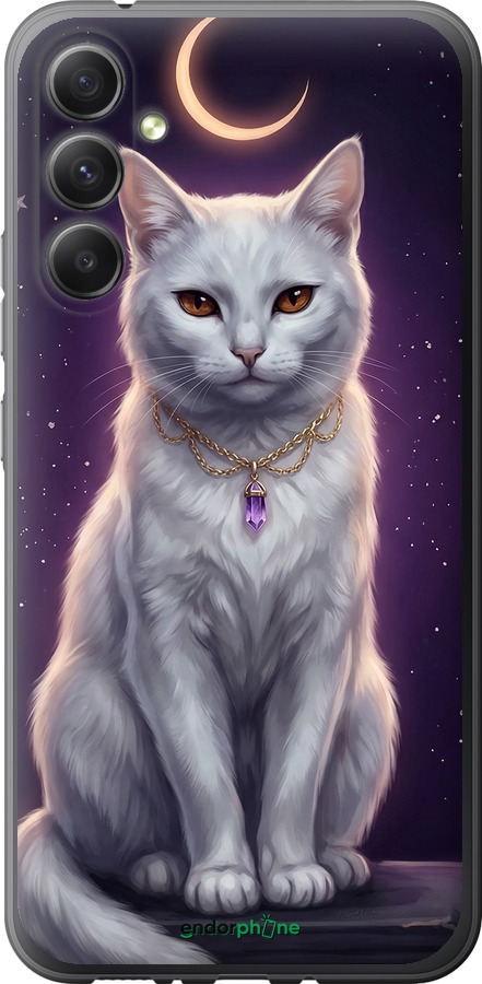Силіконовий чехол Mystic White Cat Gothic Dark Purple Gold для Samsung Galaxy A34 A346E - 6805u-2936 изображение 