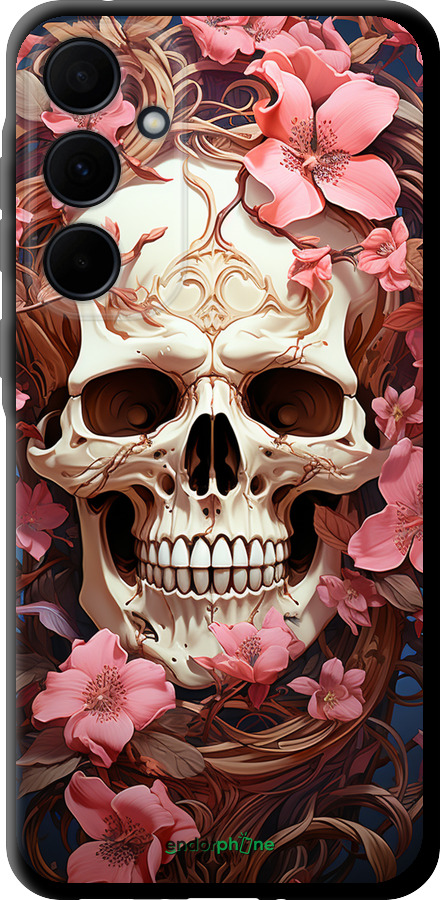 TPU чехол Череп у рожевих квітах для Samsung Galaxy A35 - 5965b-3499 изображение 