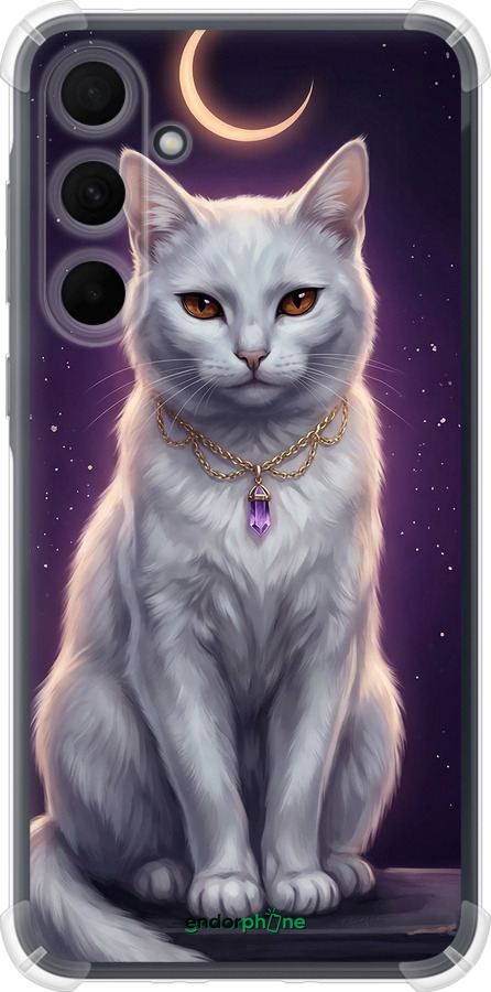 Силикон с усиленными углами чехол Mystic White Cat Gothic Dark Purple Gold для Samsung Galaxy A35 - 6805sp-3499 изображение 