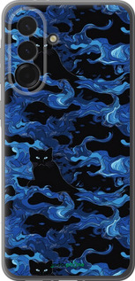 Силиконовый чехол Абстрактный узор черных котов на синем фоне для Samsung Galaxy A36 - 6525u-3836 изображение 