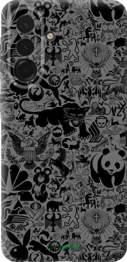 Силіконовий чехол Чорно-сірий стікер бомбінг для Samsung Galaxy A36 - 2432u-3836 изображение 