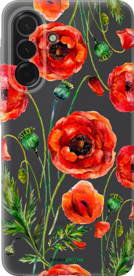 Силиконовый чехол Нарисованные маки для Samsung Galaxy A36 - 4278u-3836 изображение 